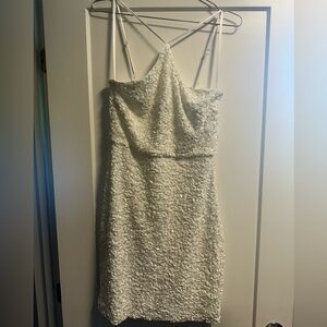White paillette dress, halter top style. Size M